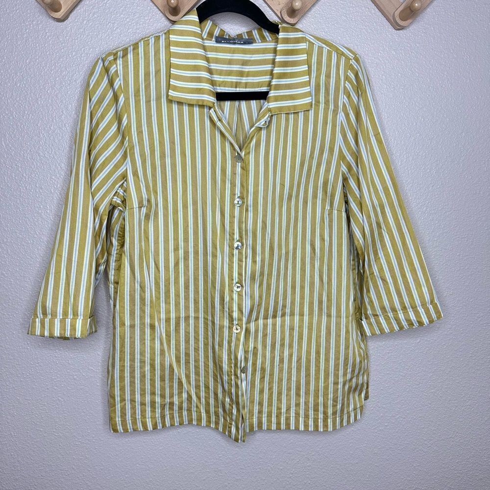 Alembika Striped Button Down Blouse Sz 2